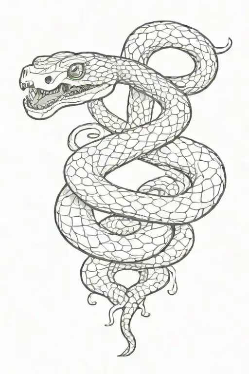 The tattoo features a realistic or slightly stylized snake, its body wrapped tightly around a heart that is visibly brok tattoo design idea