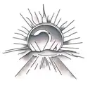 desert island under a sun with a palm tree and 3 coconuts tattoo design idea