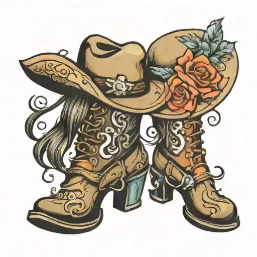 COWGIRL HAT BOOTS tattoo design idea