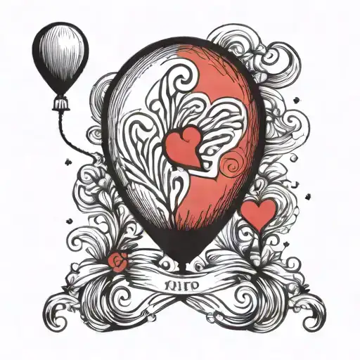 fingerprint balloon with heart rythem as string mended tattoo design idea