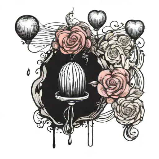 fingerprint balloon with heart rythem as string tied tattoo design idea
