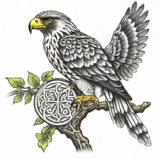 Celtic tree of life polish falcon tattoo design idea
