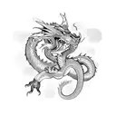 dragon fighting panther tattoo design idea