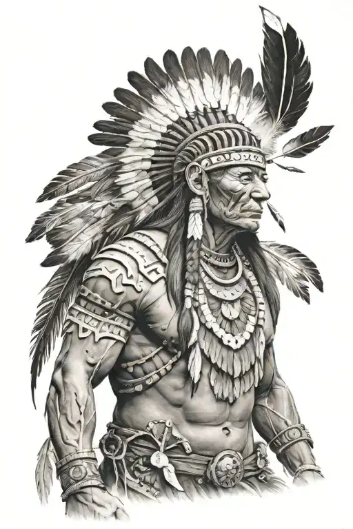 Native American warrior tattoo design idea