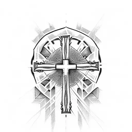 Design a tattoo incorporating a cross and rosary with text 'Eric Paul' tattoo design idea