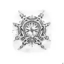 Design a tattoo incorporating a rosary with text Eric Paul tattoo design idea