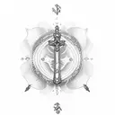 Design a tattoo incorporating a rosary with text Eric Paul tattoo design idea