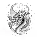 dragon lightning clouds tattoo design idea