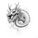 dragon lightning clouds tattoo design idea