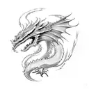 dragon Phoenix clouds lightning  tattoo design idea