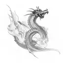 dragon Phoenix clouds lightning  tattoo design idea