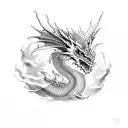dragon Phoenix clouds lightning  tattoo design idea