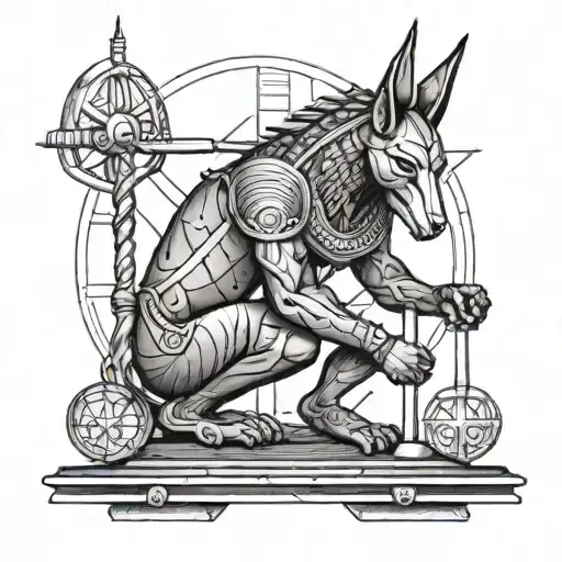 anubis holding the balance tattoo design idea