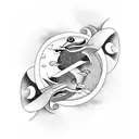 yin yang and pisces fish around it tattoo design idea