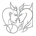 the devil and the angel whisper in the ears of the third one is closed tattoo design idea