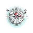 Broken Compass tattoo design idea