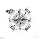 Broken Compass tattoo design idea