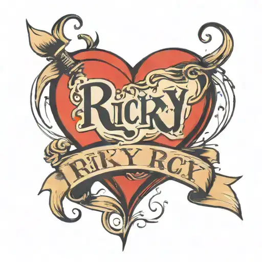 The Name Ricky with a heart at the end   tattoo design idea