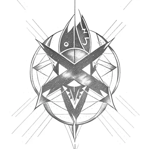 Camus Aquarius constellation merging with a lightning bolt tattoo design idea