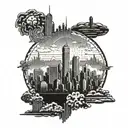 Detroit skyline tattoo design idea