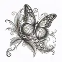 A tattoo design of a marijuana leaf morphing into a beautiful butterfly symbolizing growth and transformation with your children tattoo design idea