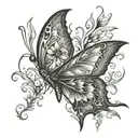 A tattoo design of a marijuana leaf morphing into a beautiful butterfly symbolizing growth and transformation with your children tattoo design idea