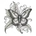 A tattoo design of a marijuana leaf morphing into a beautiful butterfly symbolizing growth and transformation with your children tattoo design idea