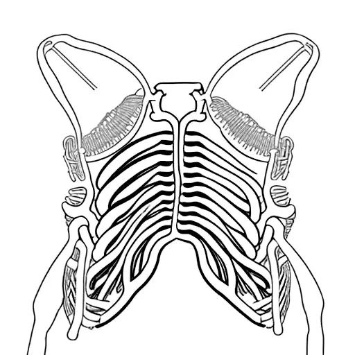 a black and White cat inside ribs where the heart should be tattoo design idea