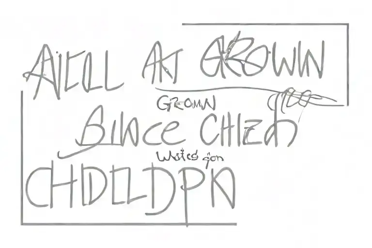 Inscription on the ribs on the right side "All grown-ups were once children" tattoo design idea