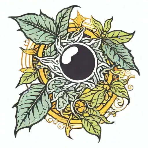 bay leaf and sun  tattoo design idea