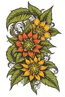 bay leaf and sun  tattoo design idea