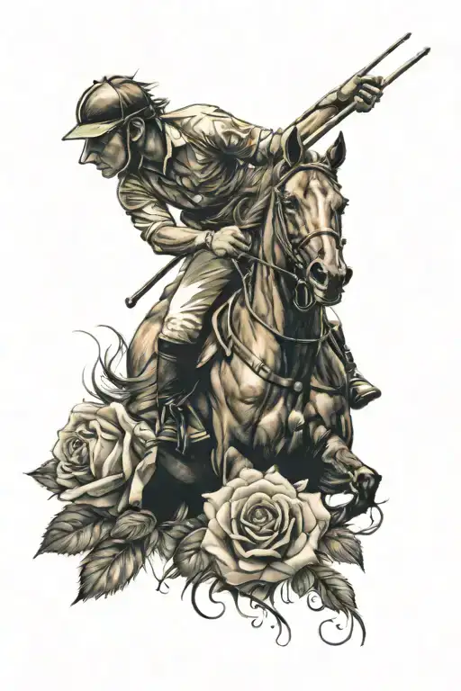 polo horse, roses, gambling themed tattoo tattoo design idea