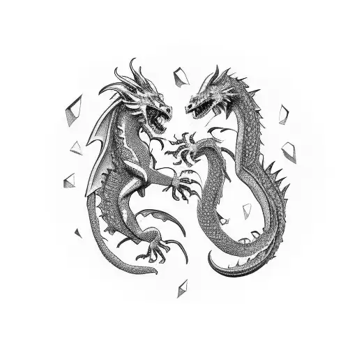 A fierce dragon wrapping around a Mexican man practicing Brazilian jiujitsu in a black-grey style tattoo design idea