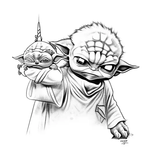 togepi and baby yoda tattoo design idea