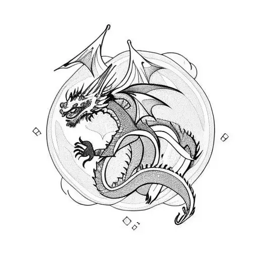 A dragon visible from above between the mountains  tattoo design idea