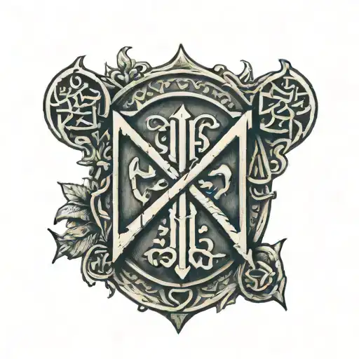 "Haessler" in old Norse runes on trapezius area tattoo design idea