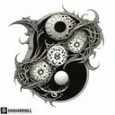 ying yang universe tattoo design idea