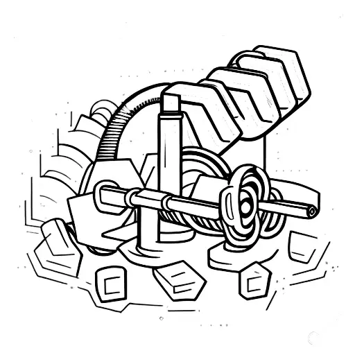 A gym dumbbell with futuristic neon lights surrounding it tattoo design idea