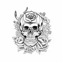 Mexican style skull surrounded by flowers, snakes, scorpions, cactuses, spiders, beer and mezcal tattoo design idea