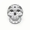 Mexican calavera surrounded by snakes tattoo design idea