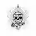 Mexican calavera surrounded by snakes tattoo design idea