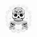 Mexican calavera surrounded by snakes tattoo design idea