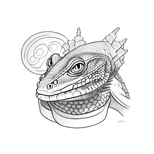 lizard with a beret tattoo design idea
