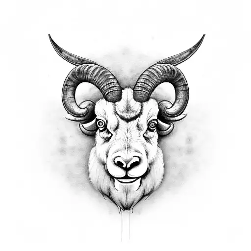 realistic front facing ram face tattoo design idea