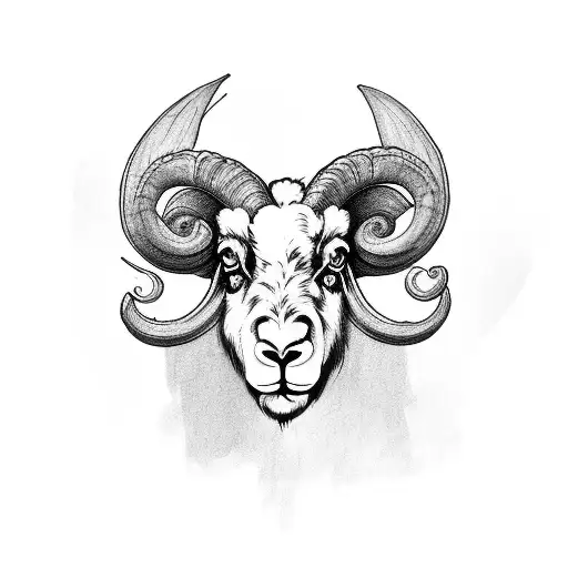front facing ram face tattoo design idea