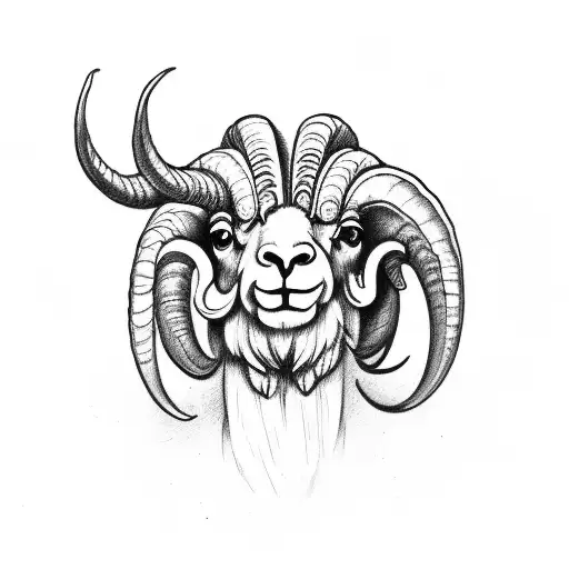 front facing ram head tattoo design idea