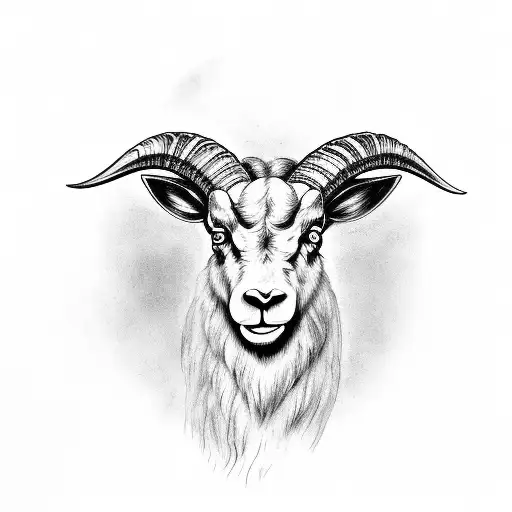 front facing ram head tattoo design idea