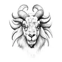 realistic front facing ram face tattoo design idea