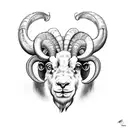 realistic front facing ram face tattoo design idea