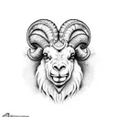 front facing ram face tattoo design idea